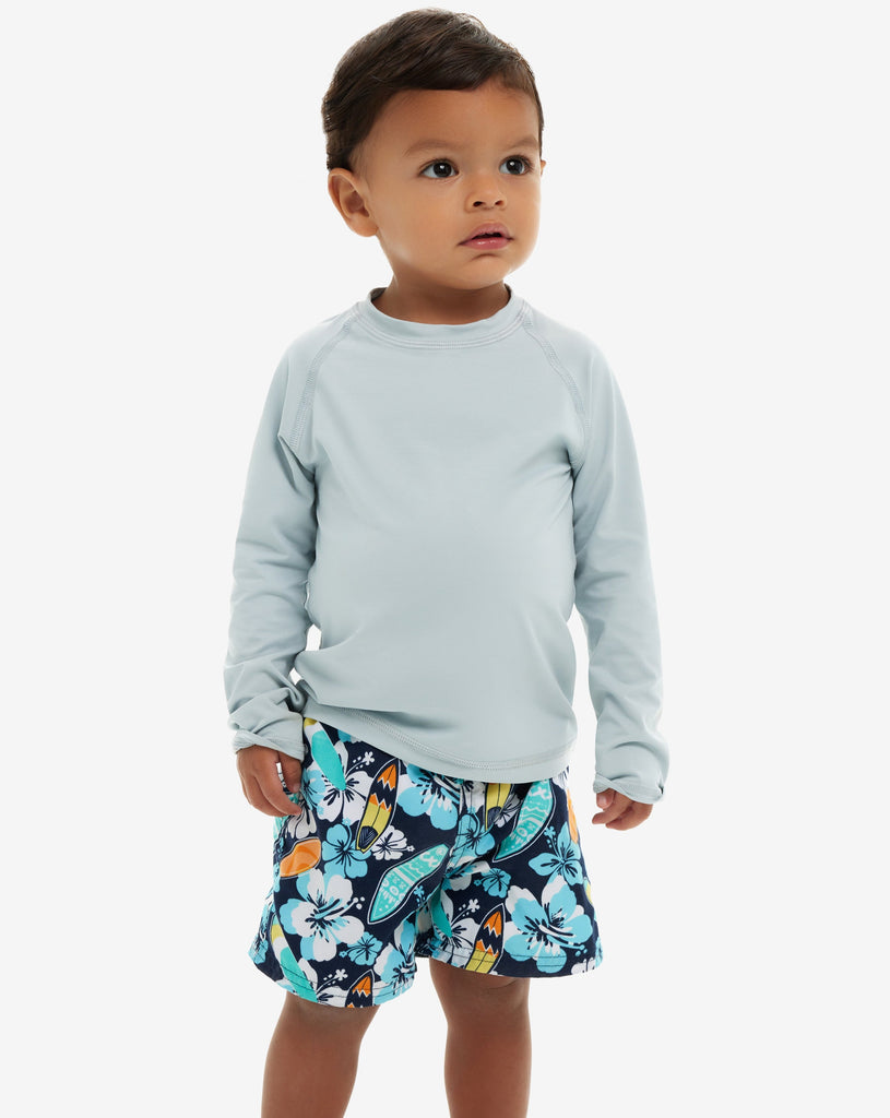 Toddler wearing soft grey crew neck top. (Style 1005T) - BloqUV