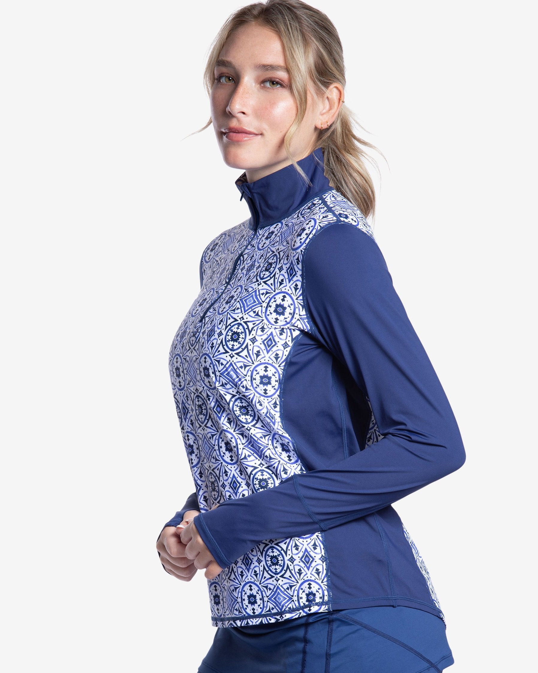 Women's Mock Zip Top Relaxed – Limited BloqUV x Jantzen Clearance