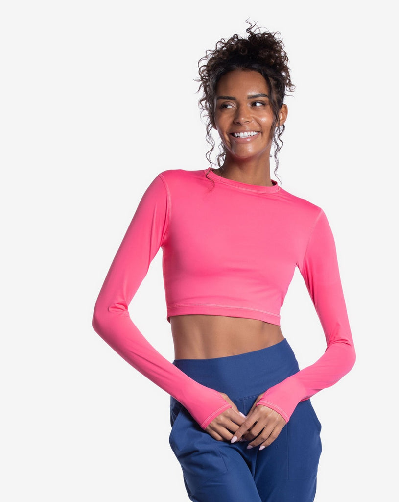 Women wearing watermelon everyday crop top navy joggers. (Style 4015) - BloqUV