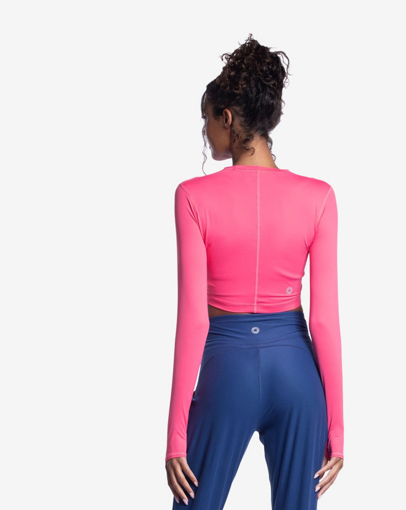 Women wearing navy everyday crop top with navy joggers. Picture shows the back. (Style 4015) - BloqUV
