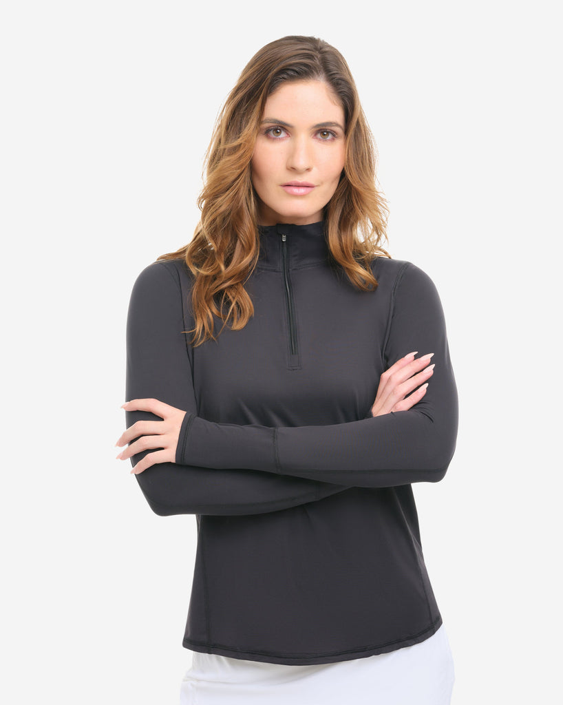 Women's Mock Zip Long Sleeve Shirt Relaxed | BloqUV
