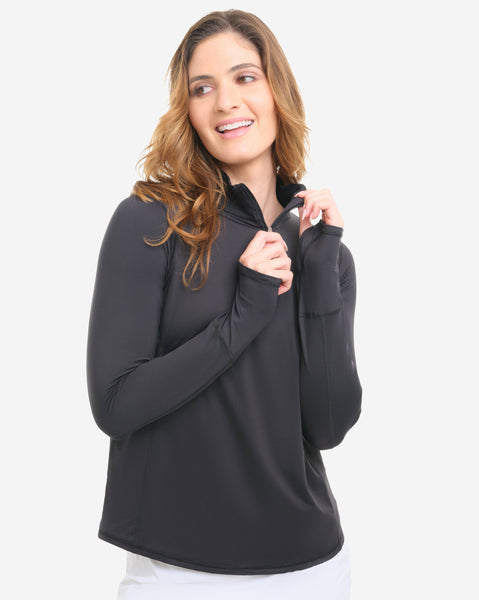 Women's Mock Zip Long Sleeve Shirt Relaxed | BloqUV