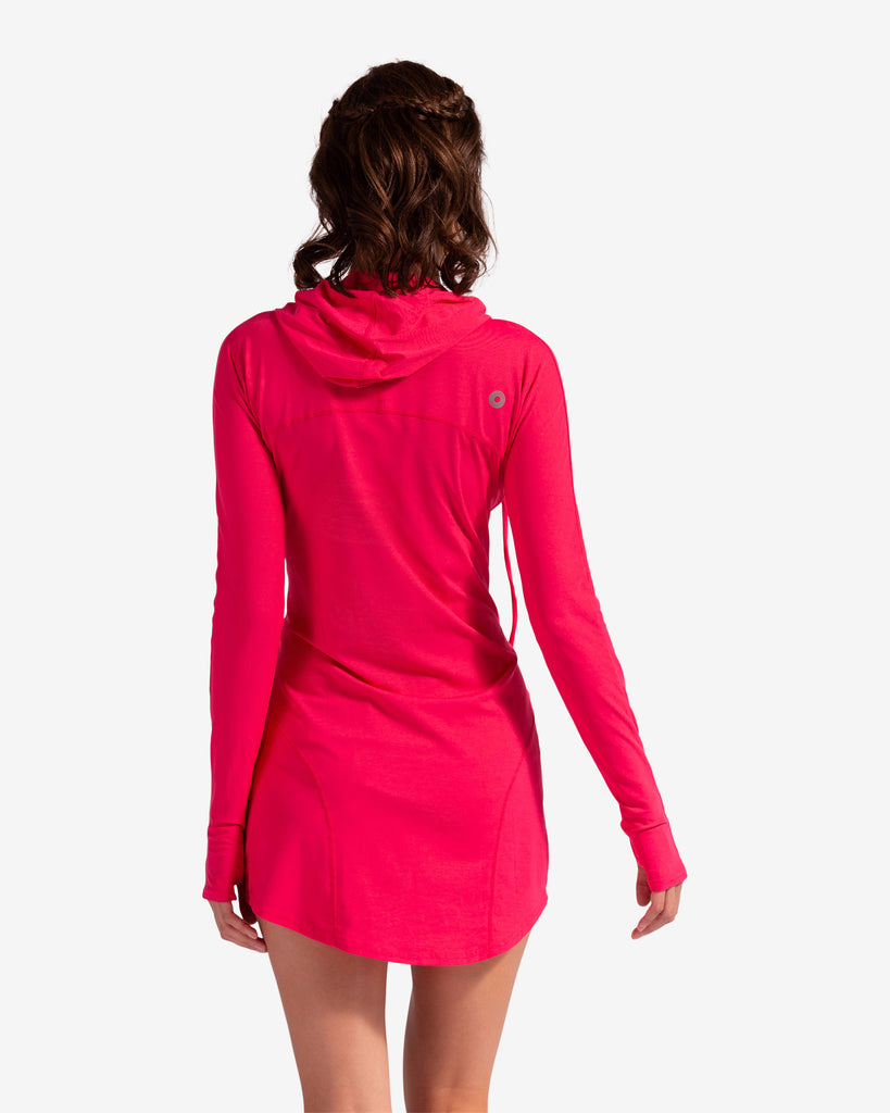 Women wearing watermelon hoodie dress. Picture shows back of dress. (Style 2009) - BloqUV