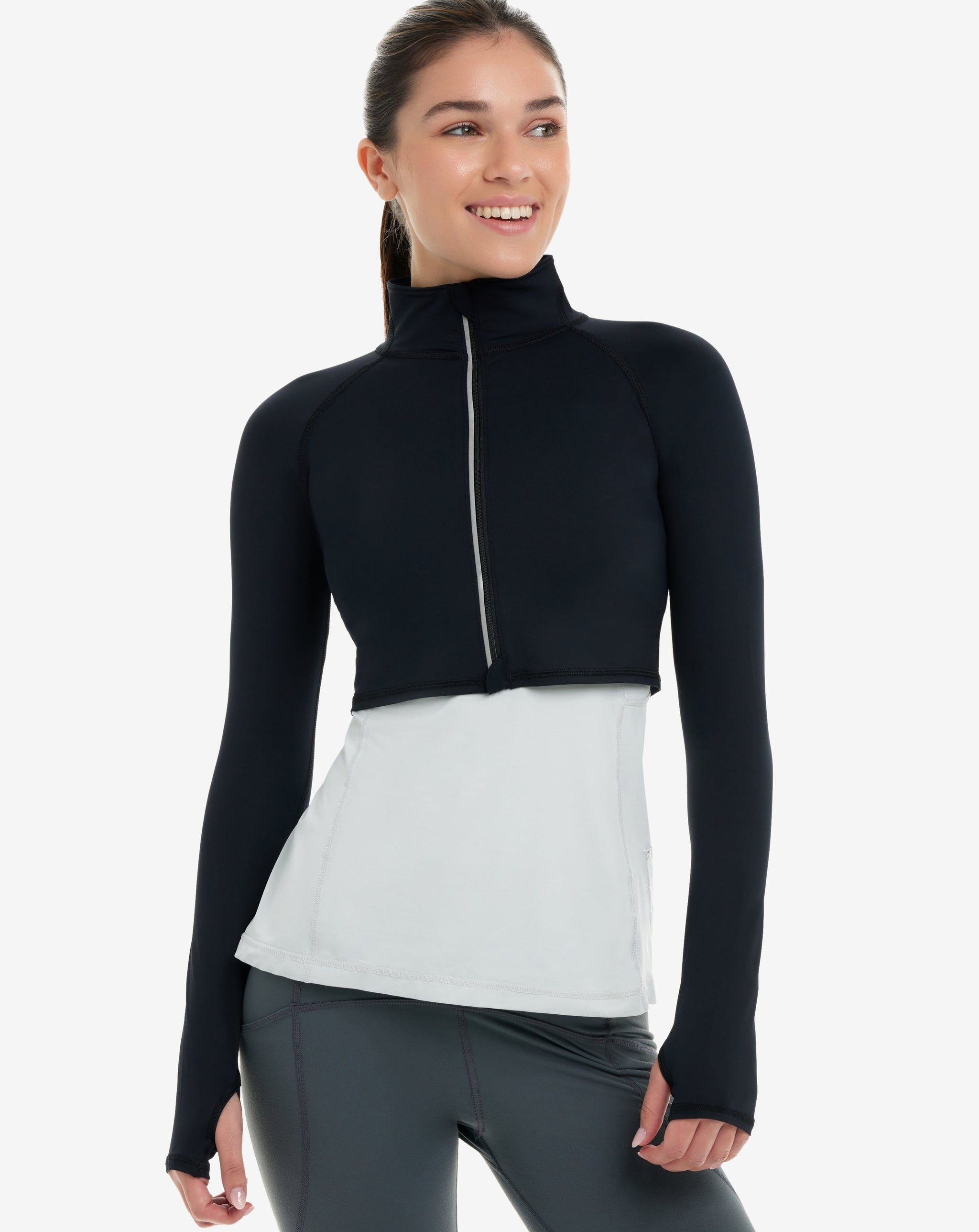 Women's Full Zip Crop Top – Sun-Smart Style with a Sporty