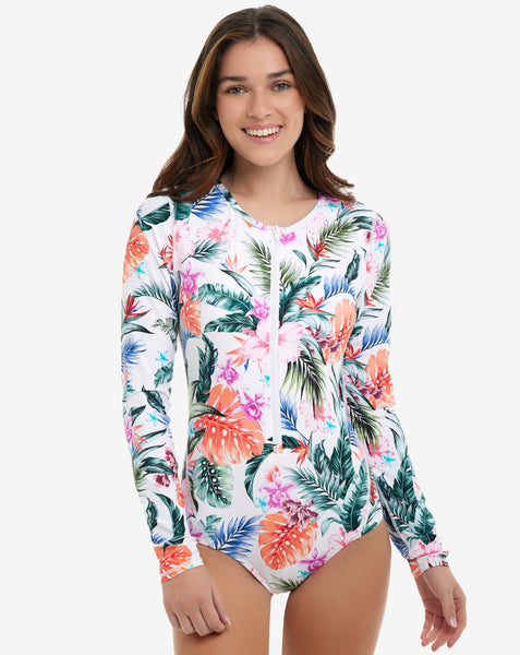 Women Surf Long Sleeve Swimsuit One-piece Blue Mint Lilac 