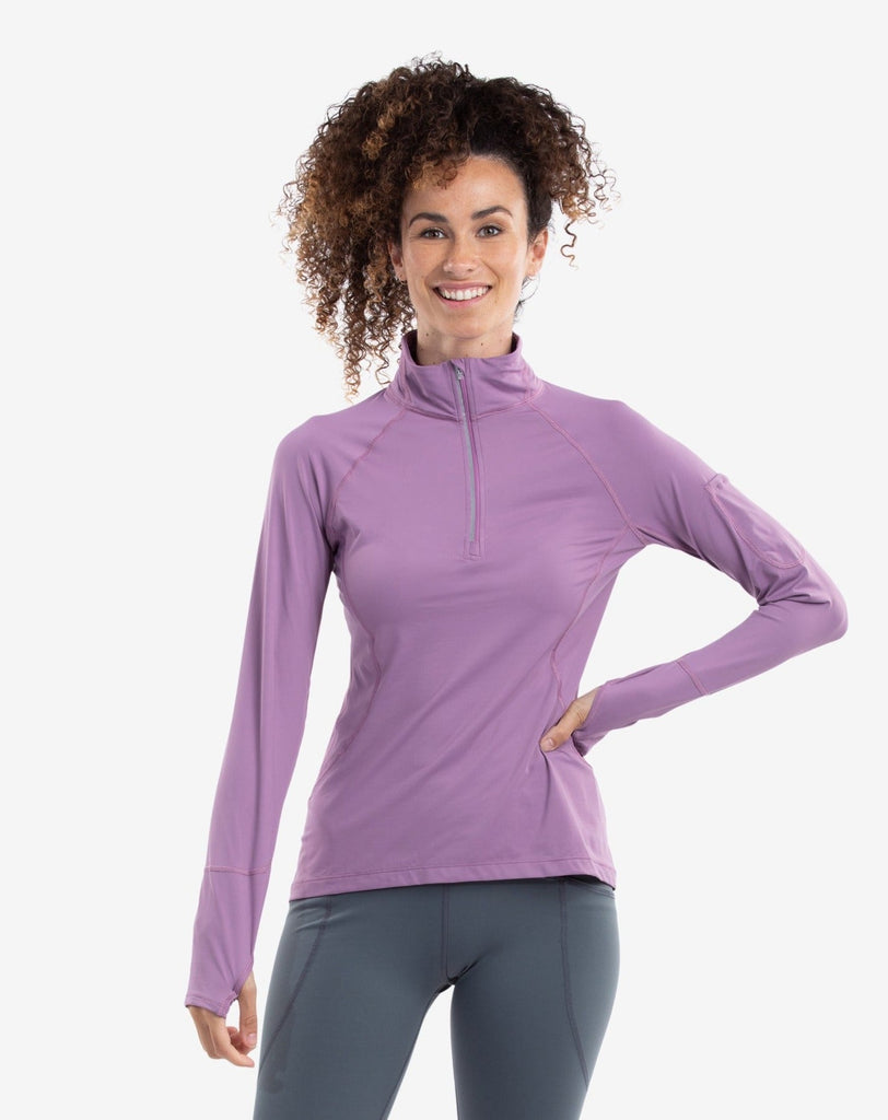 Women wearing plum top with smoke tights. (Style 3001) - BloqUV